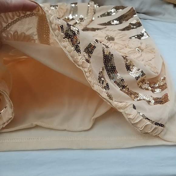 NEW Vicky & Lucas Charlotte Floral Sequin Dress in Beige- one size - Picture 13 of 16